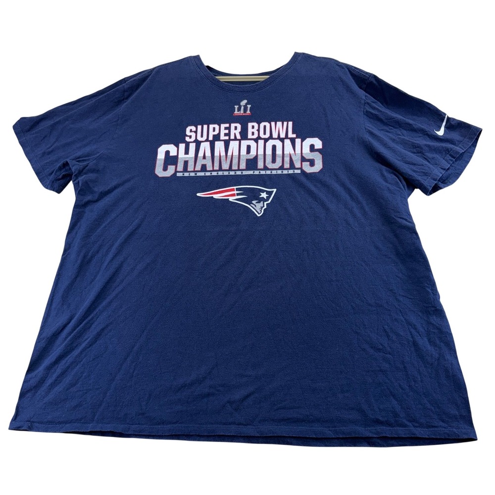 Nike T-Shirt Mens XXL Navy Super Bowl LII Champions New England Patriots Tee